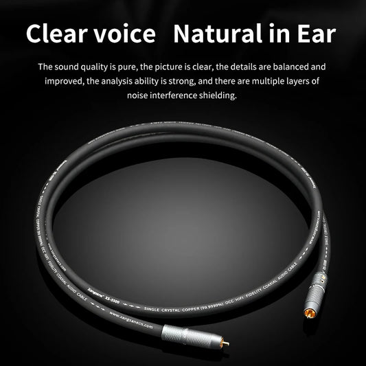 Cavo coassiale HiFi 6N OCC Cavo amplificatore TV con decodifica digitale SPDIF Spina placcata oro ad alta fedeltà Cavo audio RCA da 75 Ω