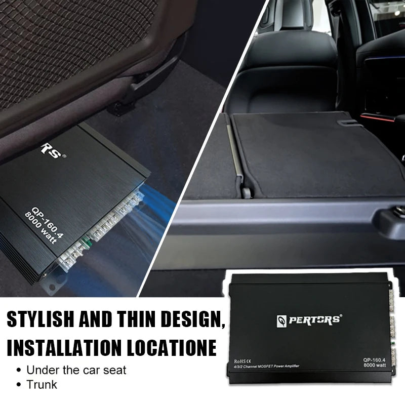 Classe A/B 4 canali 12V Amplificatore di potenza per auto Stereo digitale Surround Subwoofer passivo Lettore audio per altoparlante per auto Max 8000W