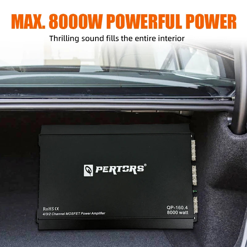 Classe A/B 4 canali 12V Amplificatore di potenza per auto Stereo digitale Surround Subwoofer passivo Lettore audio per altoparlante per auto Max 8000W