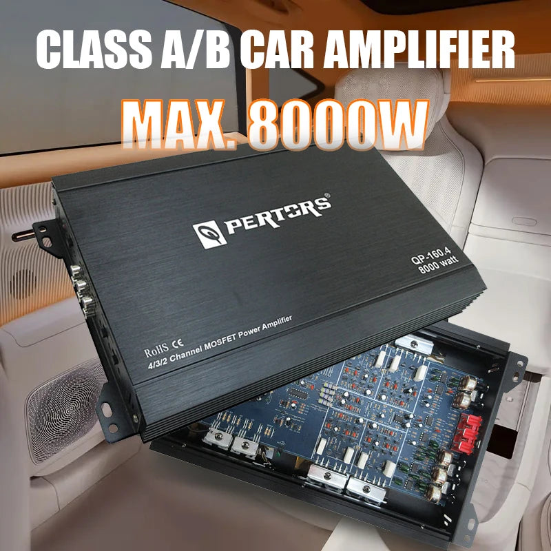 Classe A/B 4 canali 12V Amplificatore di potenza per auto Stereo digitale Surround Subwoofer passivo Lettore audio per altoparlante per auto Max 8000W